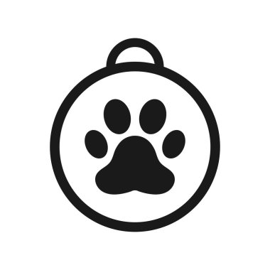 Hayvan pençesi ikonu. Düz dizayn. Ödül sembolü. Evcil hayvan yarışmasının kazananı için madalya konsepti. Vektör illüstrasyonu.