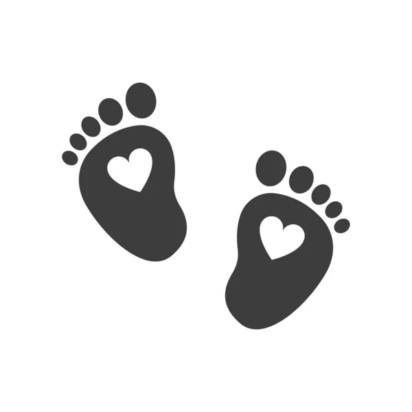 Baby Barefoot Heart Icon Black Isolated White Background Illustration — Stock Photo, Image