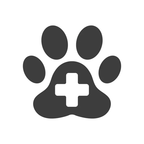 Σήμα Πρώτων Βοηθειών Για Κατοικίδια Αποτυπώματα Σκύλου Γάτας Ιατρικό Σύμβολο — Φωτογραφία Αρχείου