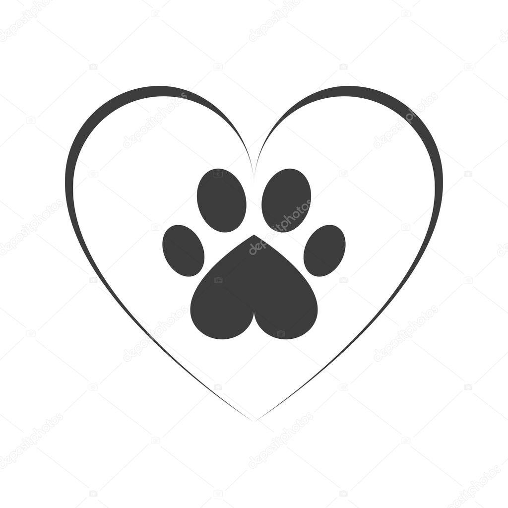 Animal paw icon. Flat design. Vector illustration.