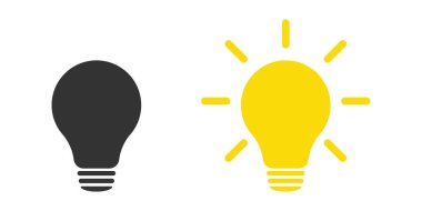 Lamba simgeleri ayarlandı. Fikir lambası ikonu koleksiyonu. Düz biçim - stok vektörü