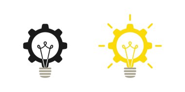 Lamba ve çark, yenilikçi bir lamba ve teçhizat. İkonlar. Web tasarımı.