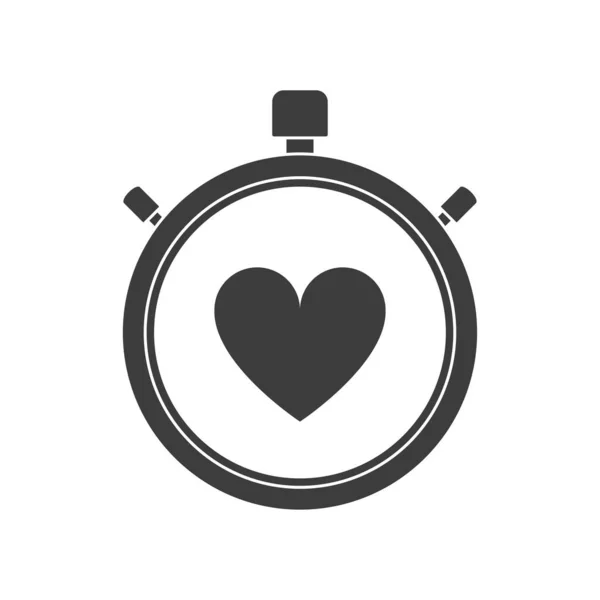 Ícone Cronômetro Com Coração Sobre Fundo Branco Ilustração — Fotografia de Stock