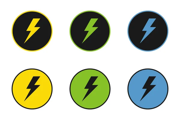 Conjunto Diseños Logotipo Rayo Eléctrico Iconos Del Trueno Estilo Plano —  Fotos de Stock