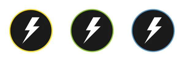 Zestaw Piorunów Elektrycznych Projektów Logo Ikony Grzmotu Nowoczesny Styl Mieszkania — Zdjęcie stockowe