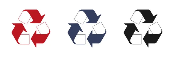 Conjunto Ícones Mobius Símbolos Reciclagem Plástica Sinais Triangulares Com Setas — Fotografia de Stock