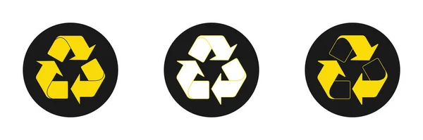 Conjunto Iconos Mobius Símbolos Reciclaje Plástico Signos Triángulo Con Flechas —  Fotos de Stock