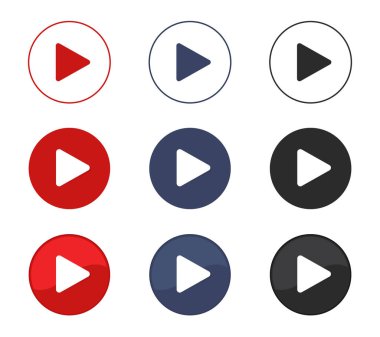 Çalma düğmeleri ayarlandı. Video-ses oynatıcı. Vektör çizimi. Beyaz arkaplanda izole.