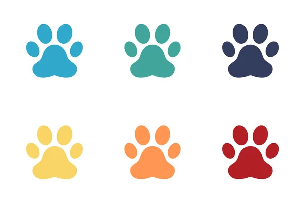 Animal Paw Icons Set Flat Design Vector Illustration — Stock Photo, Image