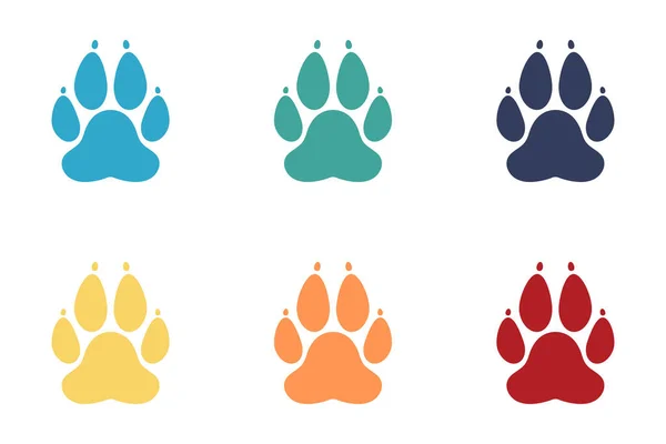 Animal Pfote Symbole Gesetzt Flaches Design Vektorillustration — Stockfoto