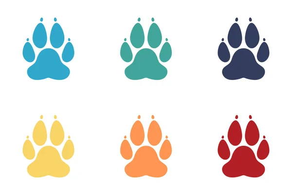 Conjunto Iconos Pata Animal Diseño Plano Ilustración Vectorial —  Fotos de Stock