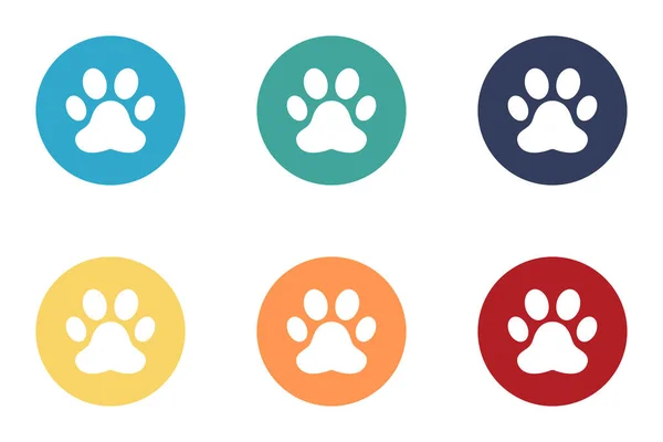 Animal Paw Icons Set Flat Design Vector Illustration — Stock Photo, Image