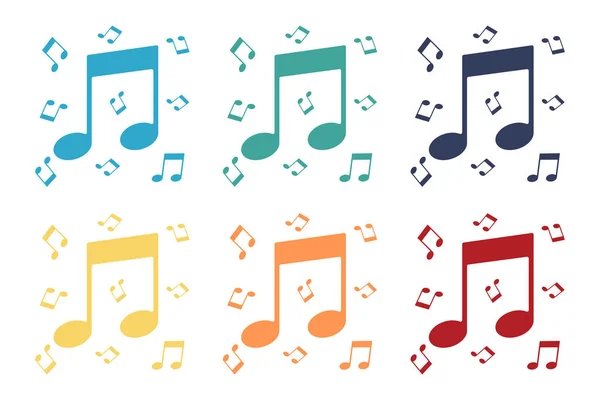Ensemble Icônes Notes Musicales Icônes Multicolores Sur Fond Blanc Illustration — Photo