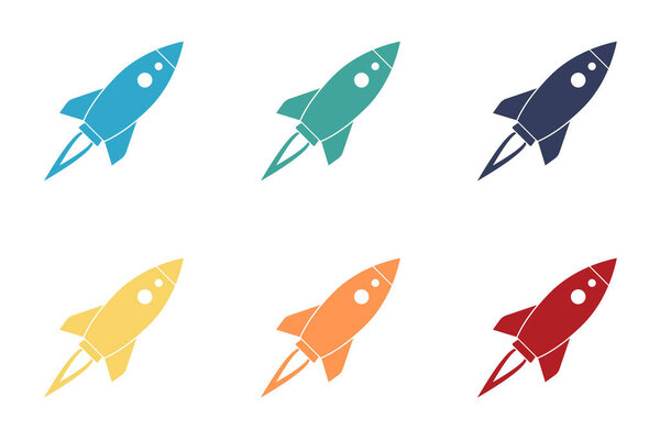 Set of vector icons of rockets. Web design isolated on white background.