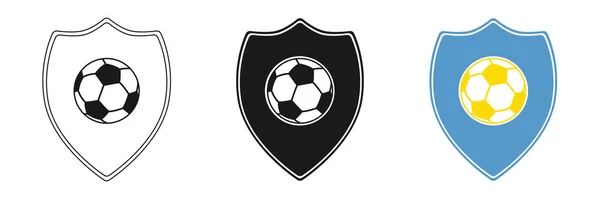Sköld Och Boll Fotboll Ligan Eller Turnering Logotyp Märken Set — Stockfoto
