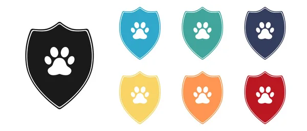 Black Animal Health Insurance Icon Set Έννοια Προστασίας Ζώων Αποτυπώματα — Φωτογραφία Αρχείου