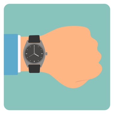 Bileğine dikkat et. Gri-yeşil arka planda izole edilmiş zaman sembolü. Görüntü