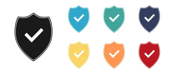 Set Icons Shield Check Mark Mark Web Design — Stock Photo, Image