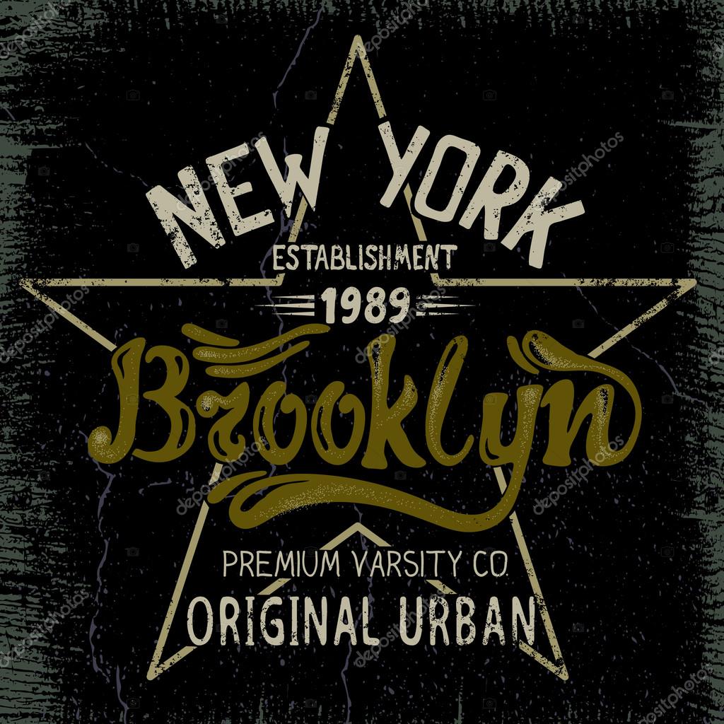 Vintage label with Brooklyn City design .Grunge effect.Typography design for t-shirts