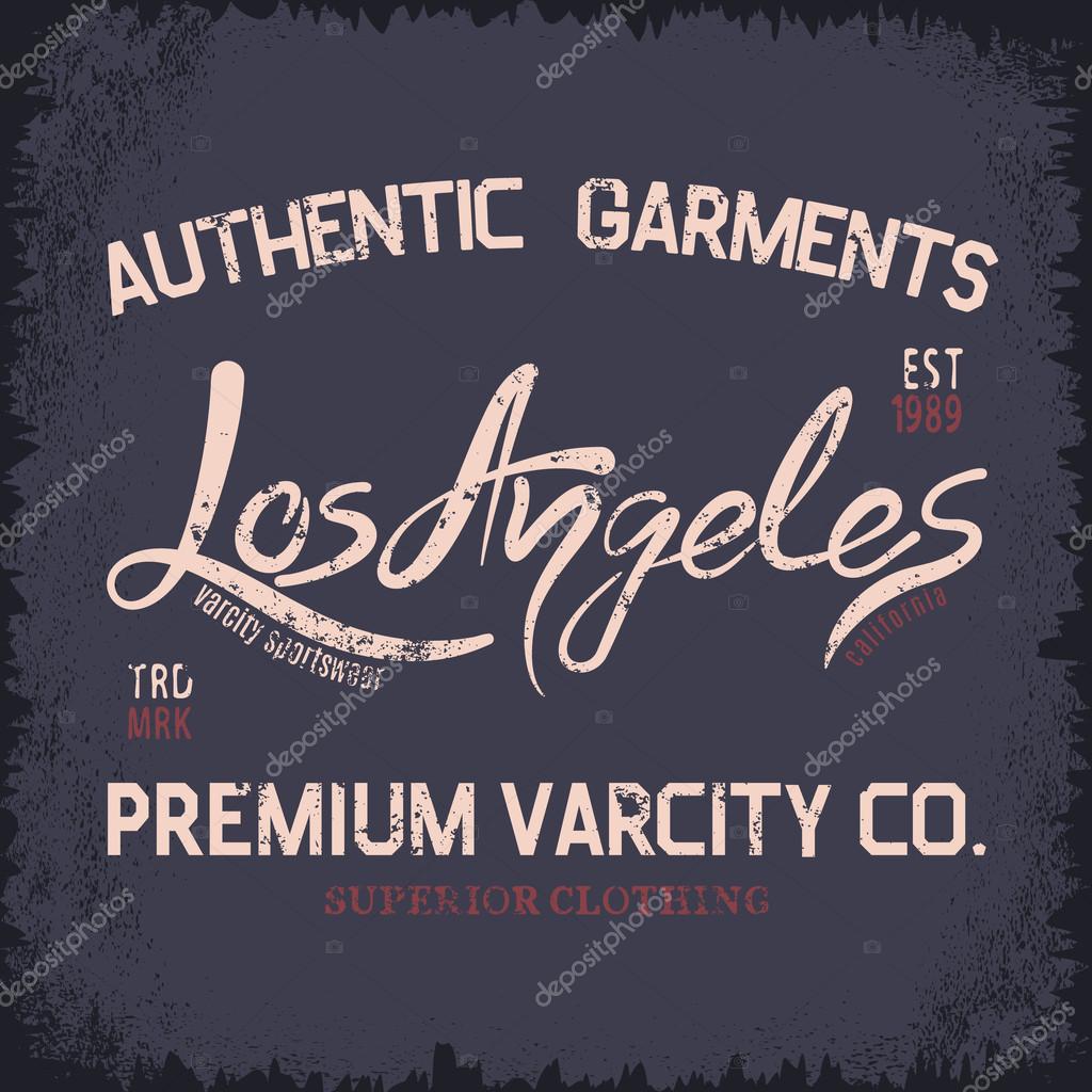 Vintage trademark with Los Angeles City text .Grunge effect.Typography design for t-shirts