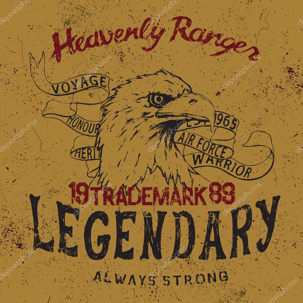 Vintage label with eagle  .Grunge effect.Typography design for t-shirts