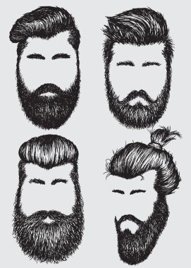 Hippi saç ve sakalları koleksiyonu