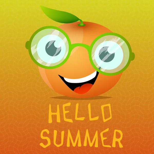 Lustige Cartoon-Orange in der Brille — Stockvektor
