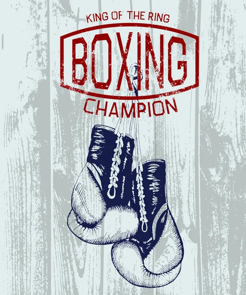 Étiquette sport vintage avec gants de boxe — Image vectorielle