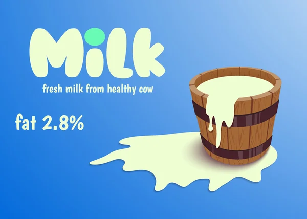 Mléko v dřevěné vědro — Stockový vektor
