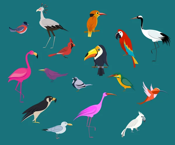 Collection d'oiseaux sauvages — Image vectorielle