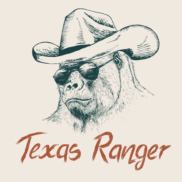 Gorille comme un ranger texas — Image vectorielle