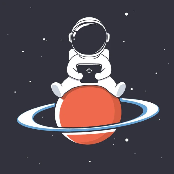 Astronaut s chytrým telefonem — Stockový vektor