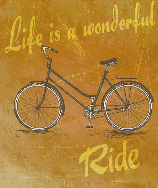 Oude vintage poster met fiets voor retro design. — Stockvector