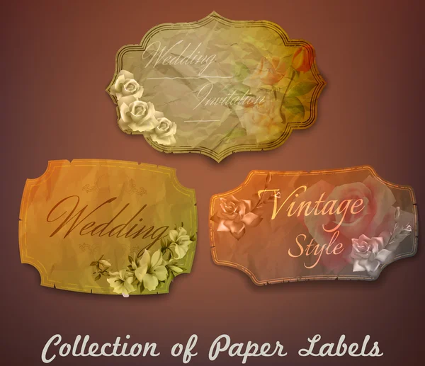 Vintage kağıt Etiketler çiçekli topluluğu. — Stok Vektör