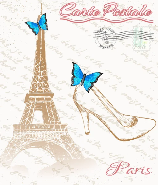 Poster retro de paris —  Vetores de Stock