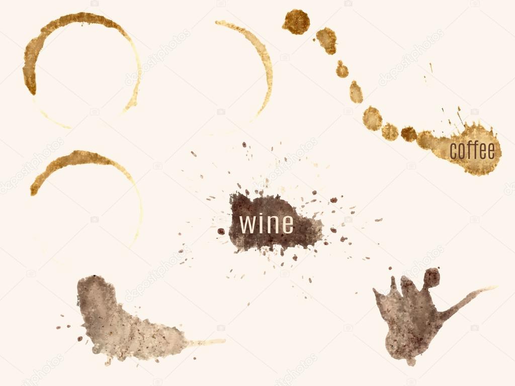 Traces of coffee and wine.New collection for menu design