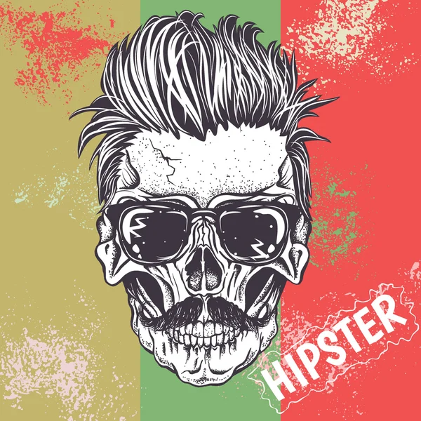 Teschio di hipster umano — Vettoriale Stock