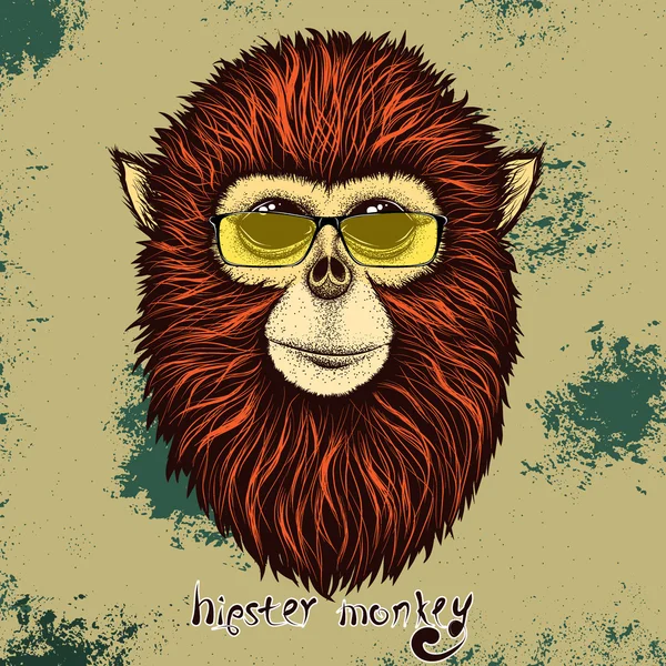 Macaco Hipster com óculos de sol amarelos — Vetor de Stock