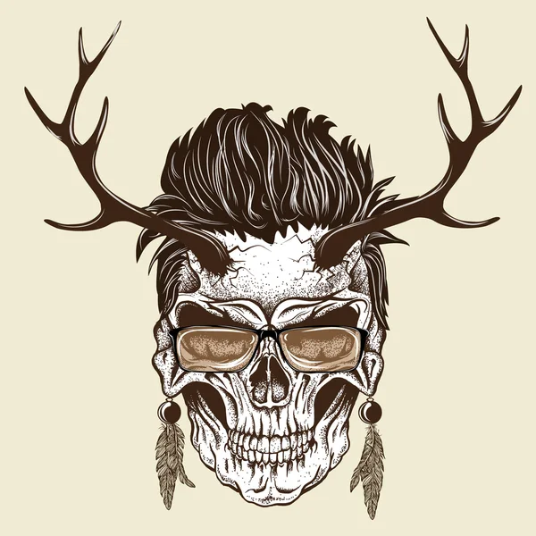 Hipster skull of human — Stock Vector