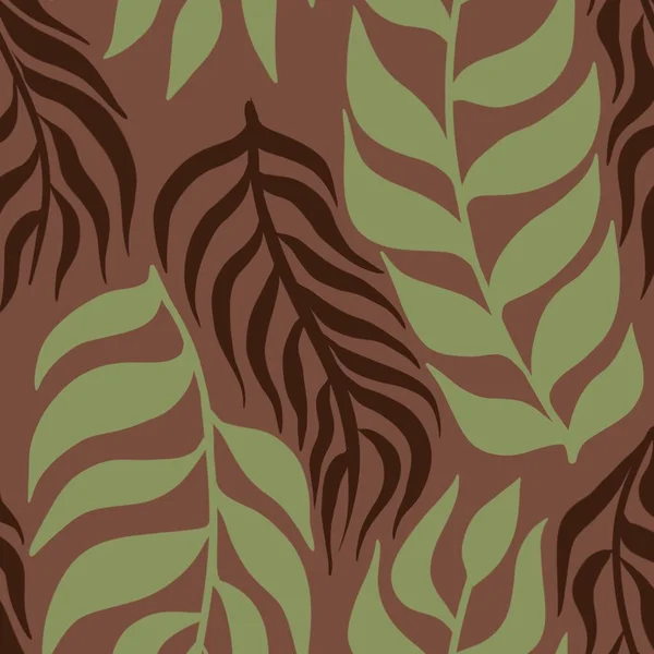 Nahtloses Muster Blätter Auf Braunem Hintergrund Dieses Muster Kann Mehrmals — Stockfoto