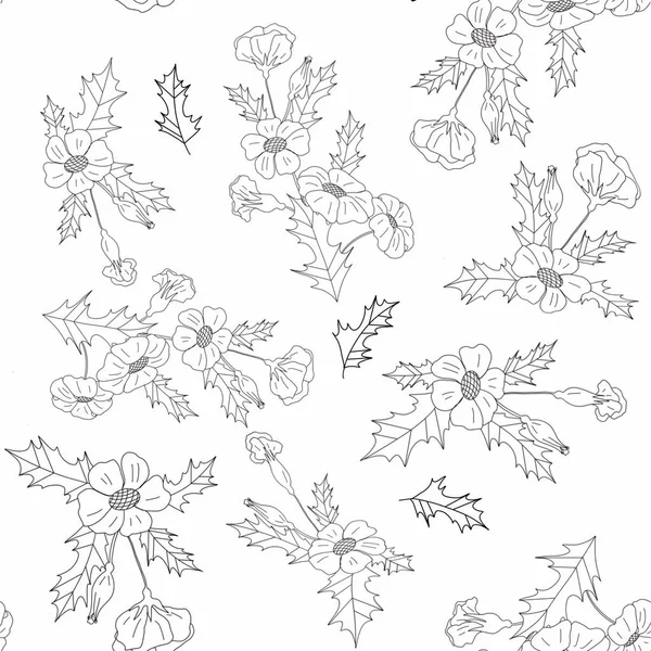 Çiçeklerin serbest çizimi, bu resim birkaç kez yapıştırılabilir, kusursuz desen.