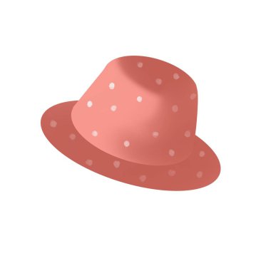 Beyaz arka planda güneşten gelen benekli pembe şapka