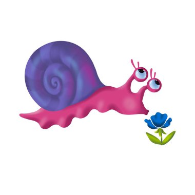 Funny snail character. Can be used to create adventure video games, for printing on T-shirts, kids clothes, fashion designs, kids invitation cards.