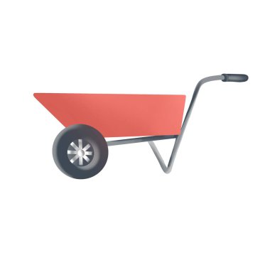 Beyaz arka planda bahçe el arabası, ayrı bir öge.