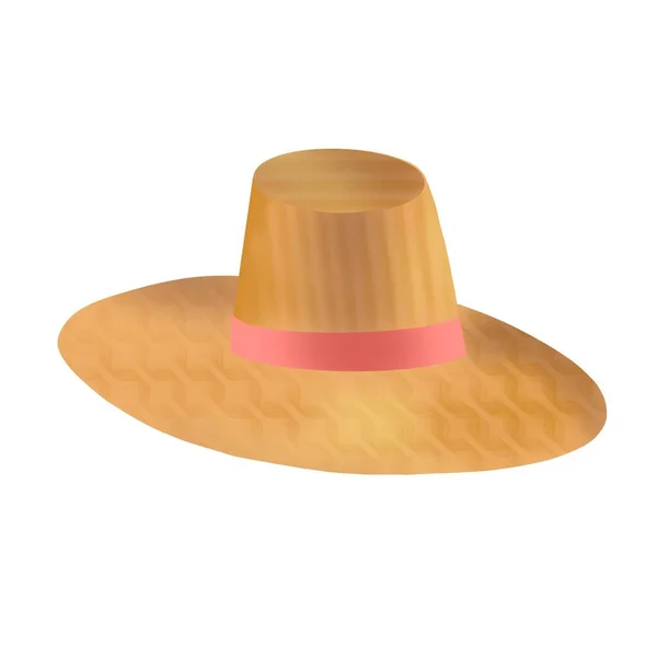 Large Brim Straw Hat White Background Separate Item — Stock Photo, Image