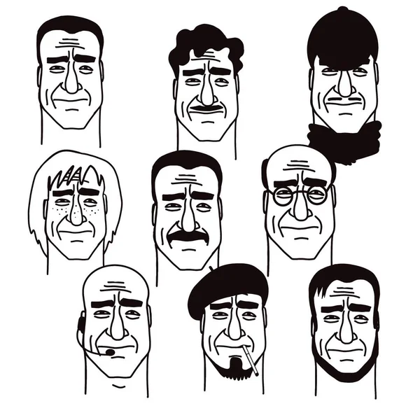 Zestaw Zdjęć Stylizowanym Charakterze Portret Tego Samego Człowieka Różnymi Fryzurami — Zdjęcie stockowe