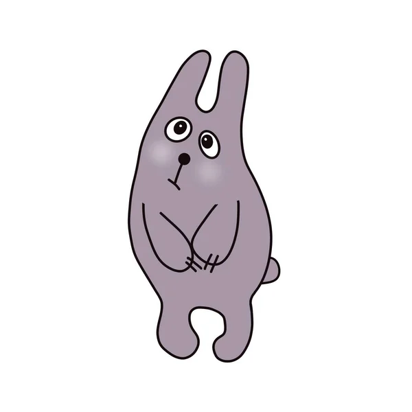 Gray Rabbit Sad Confused Cute Character — Stock Photo, Image