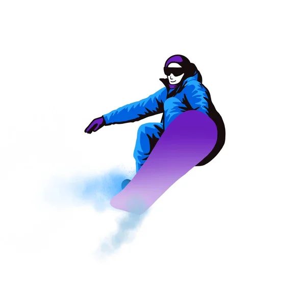 Snowboarder Springt Die Luft Stilisierte Freihand Zeichnung — Stockfoto