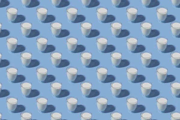 World Milk Day Pattern Blue Background Glass Milk Pattern — Stock Photo, Image