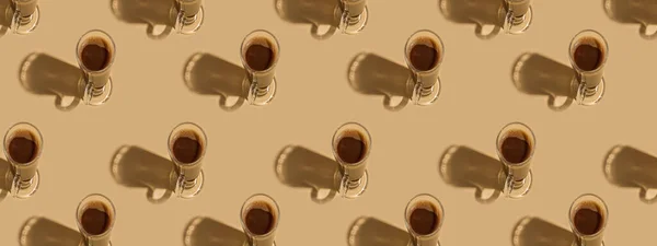 Szklanka Gorącej Czekolady Kolorowym Tle Chocolate Day Sztandar Wzór — Zdjęcie stockowe